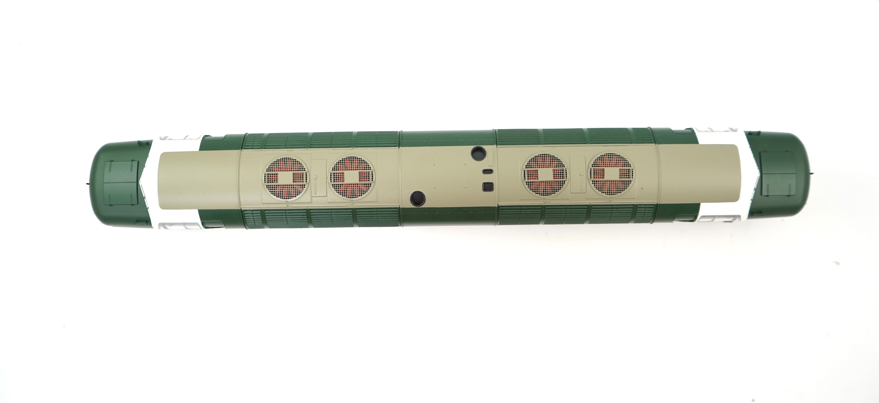 An 0 Gauge Heljan model of BR Class 55 Deltic, The King’s Own Scottish Border D9010 Co-Co diesel locomotive, powered for two rail operation, with original box and operating leaflet.